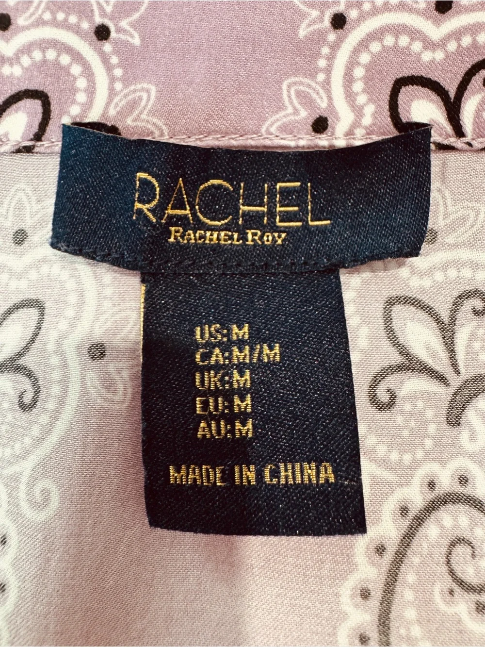 RACHEL Rachel Roy Lavender Paisley Button Front Blouse Size M